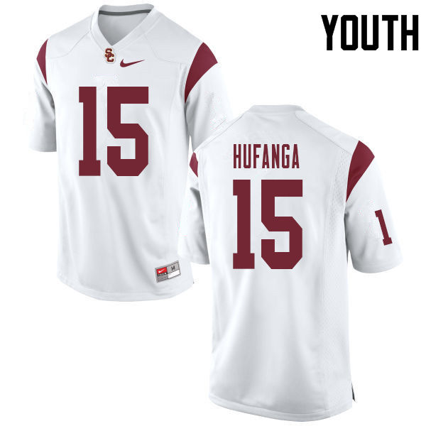 Youth #15 Talanoa Hufanga USC Trojans College Football Jerseys Sale-White - Click Image to Close